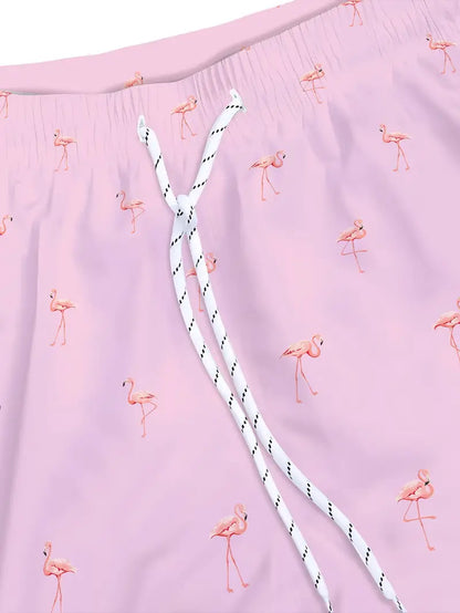 Flamingo print swimming trunks