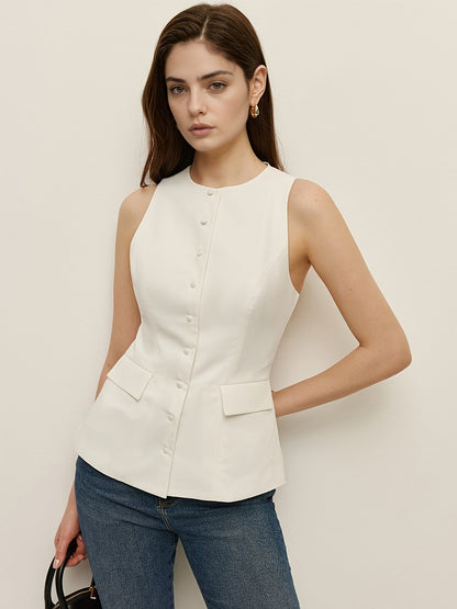 Stacey | Sleeveless Top with Flap Pockets