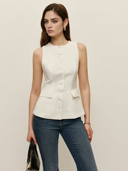 Stacey | Sleeveless Top with Flap Pockets