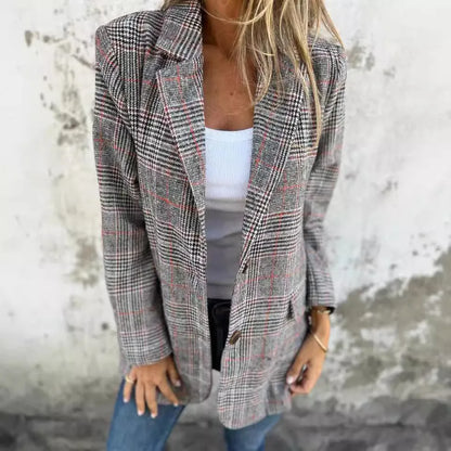 Kyra | Casual geruite blazer met revers